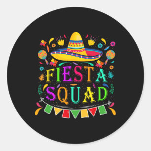 Sticker Rond Cinco De Mayo Fiesta Squad Parti Mexicain Cinco De