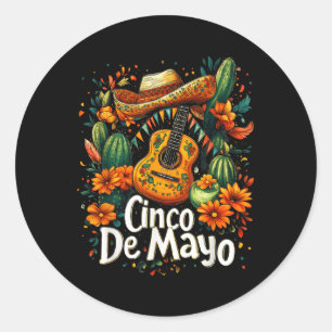 Sticker Rond Cinco De Mayo - Funny Mexican Poncho Fiesta Party