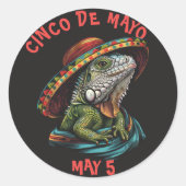 Sticker Rond Cinco de Mayo Iguana portant Sombrero & Serape (Devant)