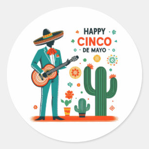 Sticker Rond Cinco de mayo mariachi - fierté mexicaine