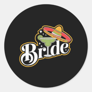 Sticker Rond Cinco De Mayo Mariée Sombrero Margarita Party Mexi