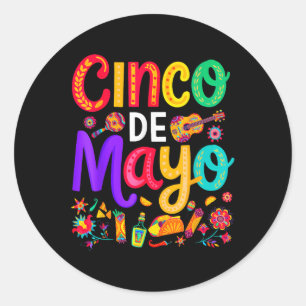 Sticker Rond Cinco De Mayo Mexicain Taco Funny 5 De Mayo Lit Wi