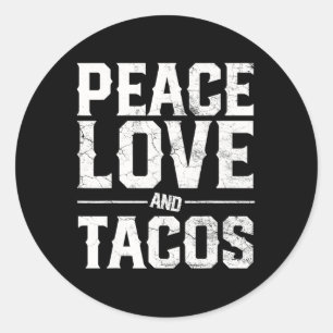 Sticker Rond Cinco De Mayo Paix Amour Et Tacos Hommes Femmes Me