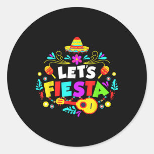 Sticker Rond Cinco De Mayo Party Lets Fiesta Mexicaine