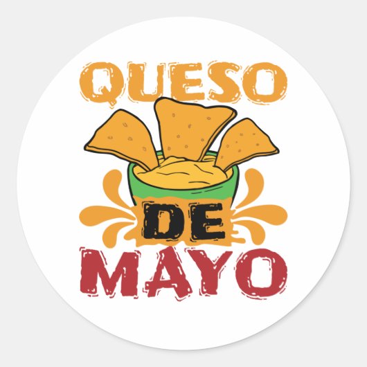 Sticker Rond Cinco de Mayo Queso drôle Pun (Devant)