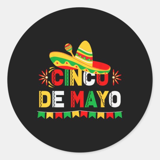 Sticker Rond Cinco De Mayo Sombrero Festival Mexicain (Devant)