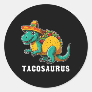 Sticker Rond Cinco De Mayo Taco Tacosaurus Dinosaure T-rex 5 De