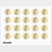 Sticker Rond Cindy Bear tenant le parasol (Feuille)