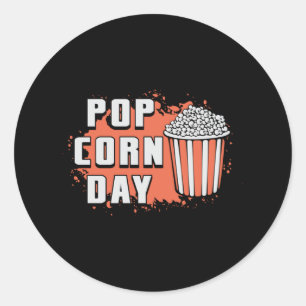 Sticker Rond Cinéma Film Popcorn Day Snack Pop Film Idée cadeau