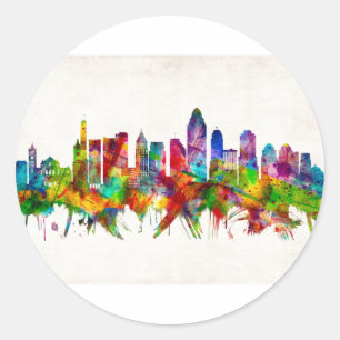Sticker Rond Cinnati Ohio Skyline