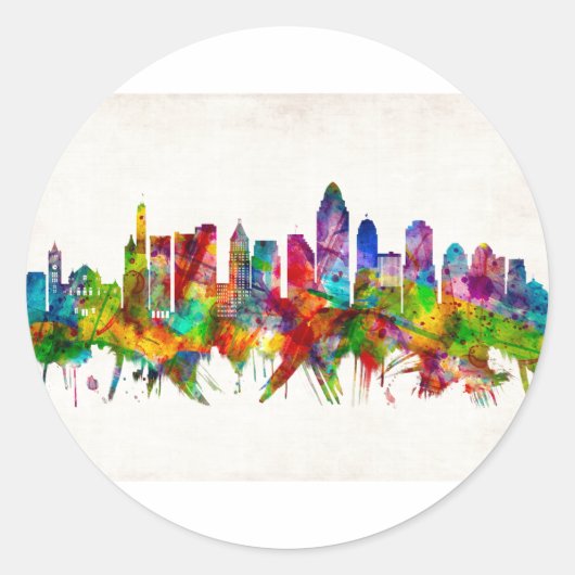 Sticker Rond Cinnati Ohio Skyline (Devant)