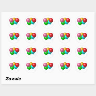 Sticker Rond Cinq ballons d'anniversaire