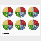Sticker Rond Cinq éléments (Feuille)