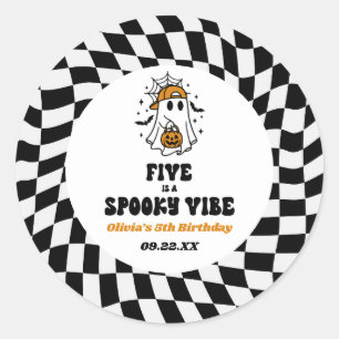 Sticker Rond Cinq Est Une Vibration Effrayante Fête D'anniversa