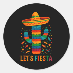 Sticker Rond Cinq mai fête mexicaine drôle de cactus let'sCinco