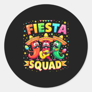 Sticker Rond Cinq Mai Fiesta Équipe Piments Mexicains P