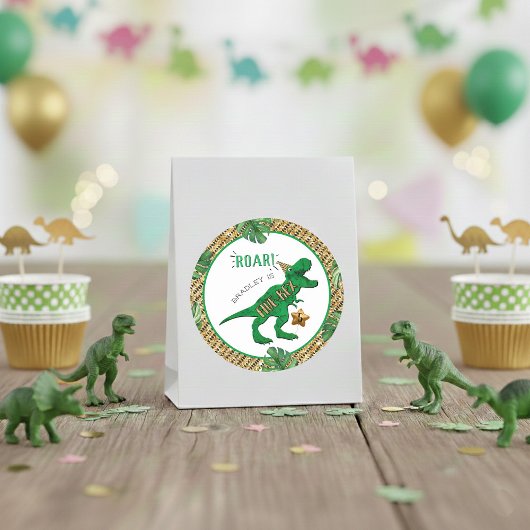 Sticker Rond Cinq Rex Dinosaur 5e anniversaire