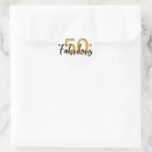 Sticker Rond Cinquante 50 et fabuleuse Parties scintillant d'or (Sac)
