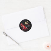 Sticker Rond Cinquante 50 & Fabuleux BIRTHDAY Red Gold High Hee (Enveloppe)
