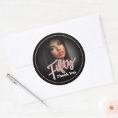 Sticker Rond Cinquante 50e anniversaire script photo rose rose  (Enveloppe)