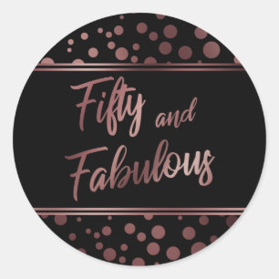 Sticker Rond Cinquante ans et Fabuleux Cercles de Faux Or Rose