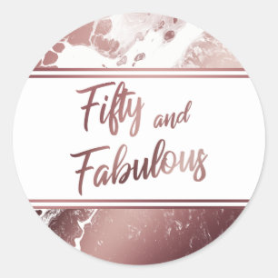 Sticker Rond Cinquante ans et Fantastique Motif Marbré Faux Or