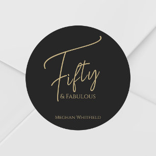 Sticker Rond Cinquante ans moderne et fabuleux texte 50 ans