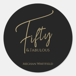 Sticker Rond Cinquante ans moderne et fabuleux texte 50 ans