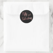 Sticker Rond Cinquante et fabuleux Faux Rose Gold Script sur no (Sac)