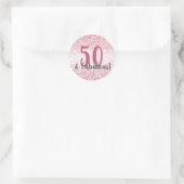 Sticker Rond Cinquante et fabuleux Parties scintillant rose Con (Sac)