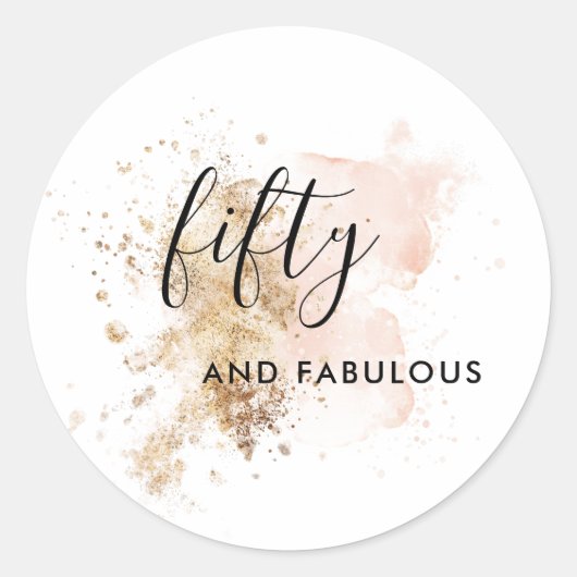 Sticker Rond Cinquante Et Fabuleux Rose Et Or (Devant)