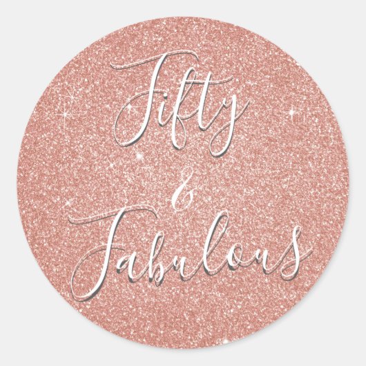 Sticker Rond Cinquante et fabuleux Rose Gold Blush Parties scin (Devant)