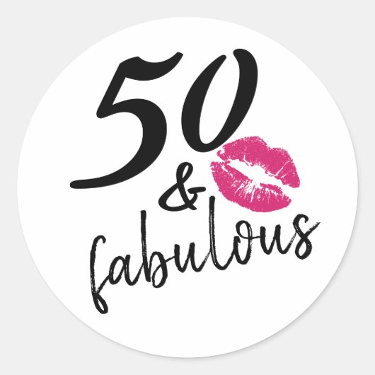 Sticker Rond Cinquante et fabuleux script moderne Kiss Lipstick (Devant)