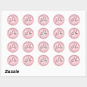 Sticker Rond Cinquante Et Incroyable Rose Pâle 50e Anniversaire (Feuille)