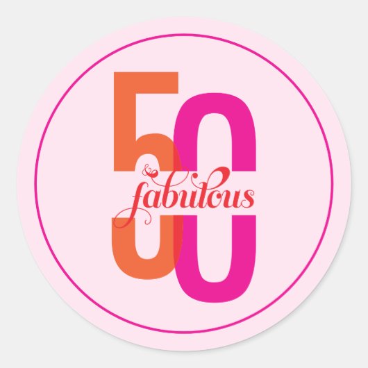 Sticker Rond Cinquante & Fabuleux 50e Anniversaire Coloré (Devant)