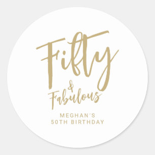 Sticker Rond Cinquante Script Moderne Gras Fête d'anniversaire