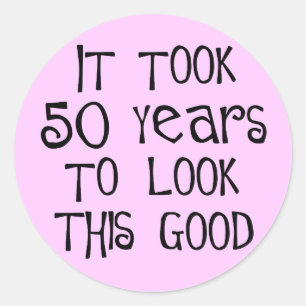 Sticker Rond cinquantième anniversaire, 50 ans pour regarder