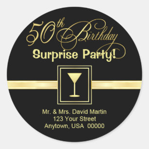 Sticker Rond cinquantième Invitations d'anniversaire -
