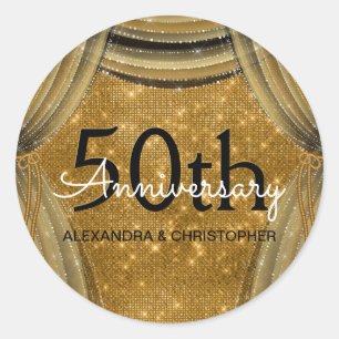Sticker Rond cinquantième Noir d'anniversaire de mariage et