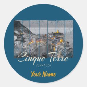 Sticker Rond Cinque Terre Vernazza Italie Souvenir vintage