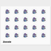 Sticker Rond Circle Purple Pansies (Feuille)
