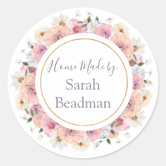 Sticker Rond Circle Wreath Main Home Personnalisé Fabriqué Nom  (Devant)