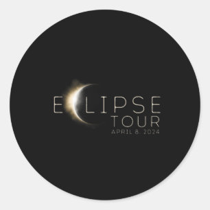 Sticker Rond Circuit Éclipse Solaire Totale 2024 Avant Et Arriè