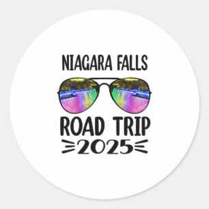 Sticker Rond Circuit routier aux chutes du Niagara 2025 Voyage