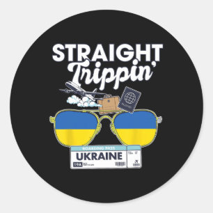 Sticker Rond Circuit tout droit en Ukraine Vacances Tour Voyage