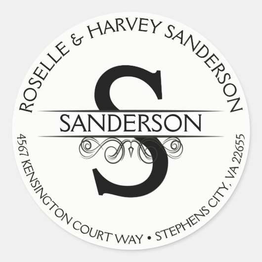 Sticker Rond Circulaire vintage ronde Nom et adresse (Devant)