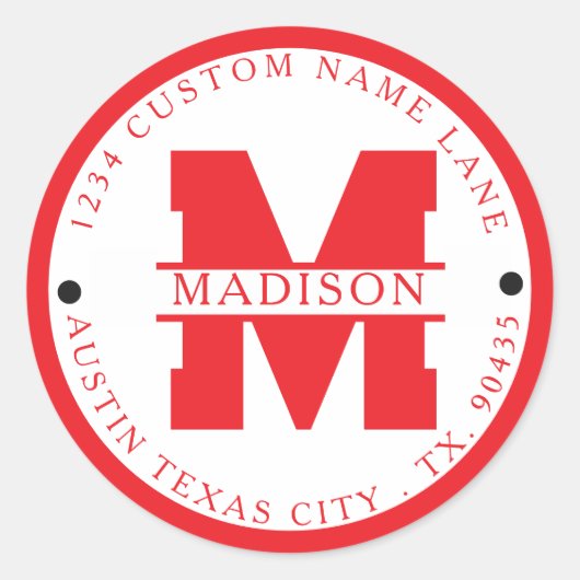 Sticker Rond Circular address labels,monogram address labels (Devant)