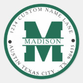 Sticker Rond Circular address labels,monogram address labels (Devant)