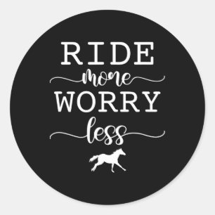 Sticker Rond Circuler Plus Inquiète Moins Cheval Équitation Équ