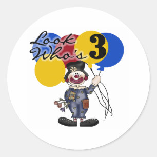 Sticker Rond Circus Clown 3e anniversaire